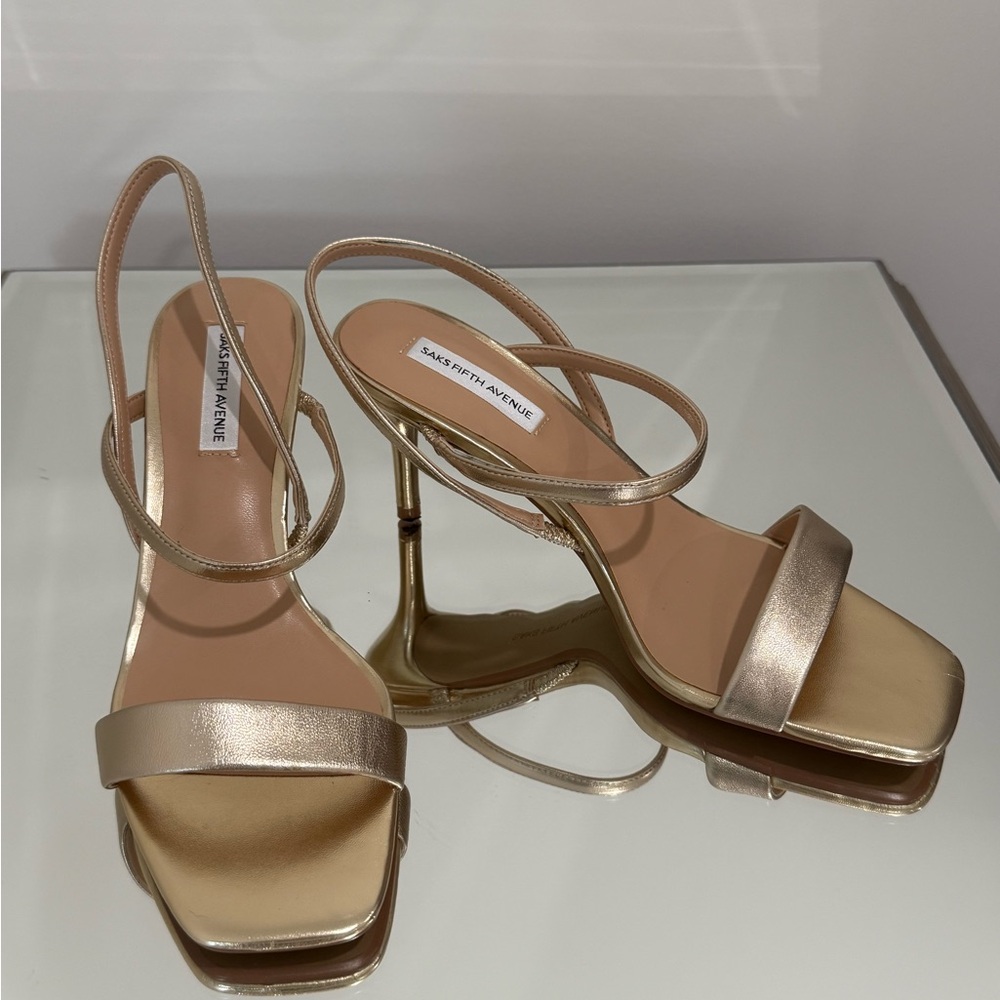 Saks Fifth Avenue Metallic Gold Heels